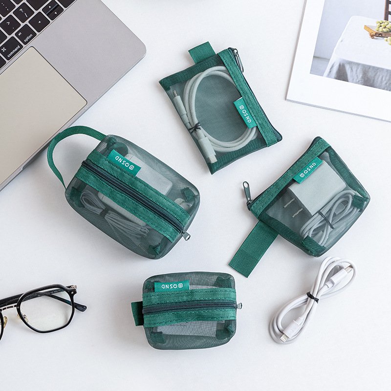 Cable Organizer Travel - 투명 메쉬 데이터 케이블 보관 가방