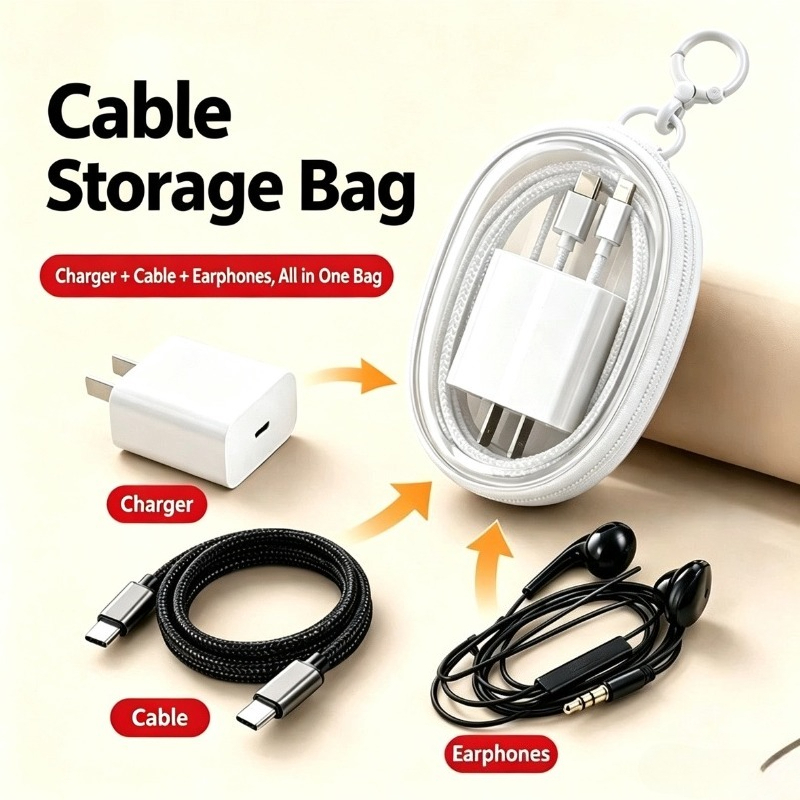 Cable Organizer Travel - 휴대용 여행 방수 데이터 케이블 보관