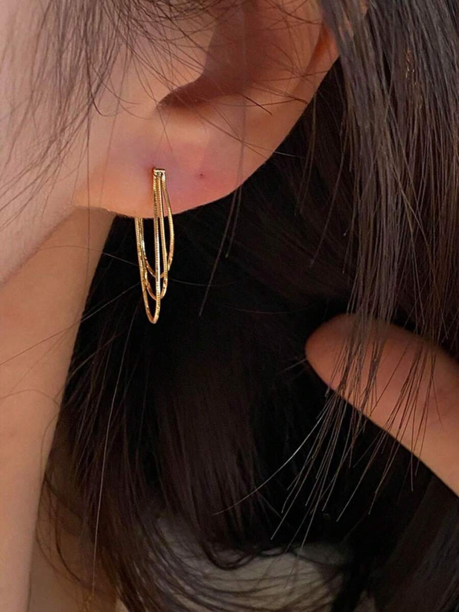 Travel Accessories Dropshipping - 여성용 금속 체인 드롭 귀걸이 1쌍,