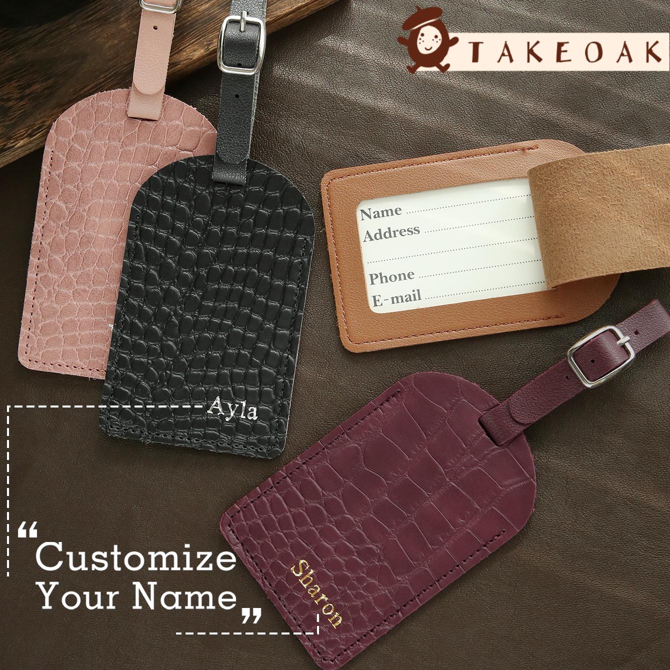 Travel Accessories Name - 맞춤형 이름 각인 악어 가죽 질감