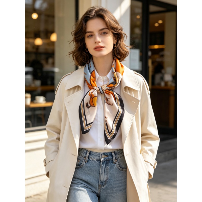 Travel Accessories Neck - 럭셔리 100% 멀버리 실크 스퀘어 스카프