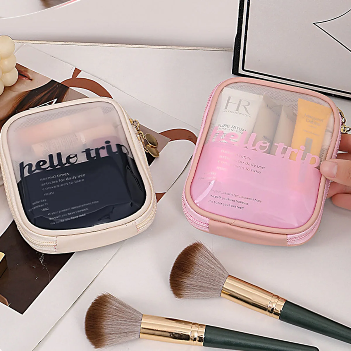 Cable Organizer Travel - 투명 휴대용 화장품 파우치 립스틱 정리함