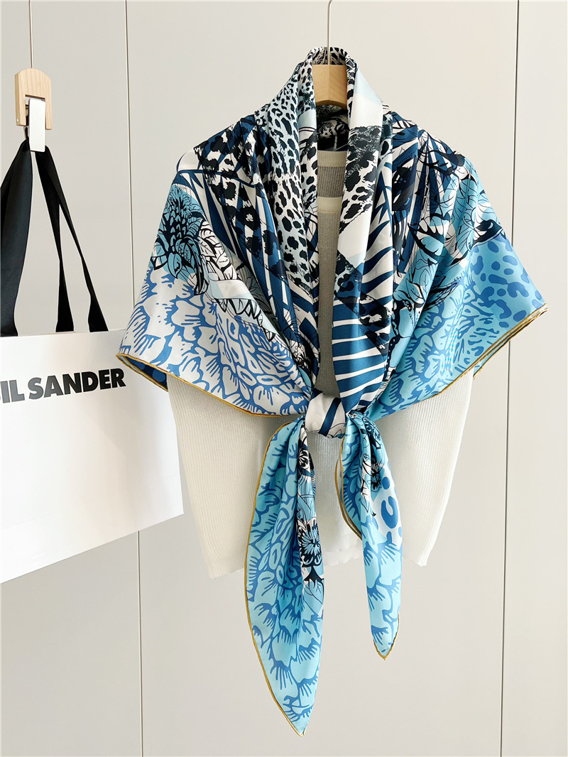 사자 프린트 실크 스카프 럭셔리 디자이너 손으로 감은  - Travel Accessories Neck 리뷰 및 가격