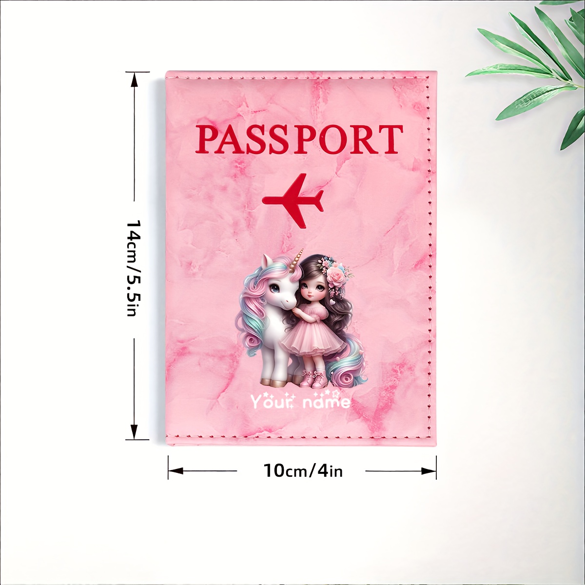 유니콘 소녀 패턴 PU 여권 홀더, 황금색 비행기 아이 - Travel Accessories On Plane 리뷰 및 가격