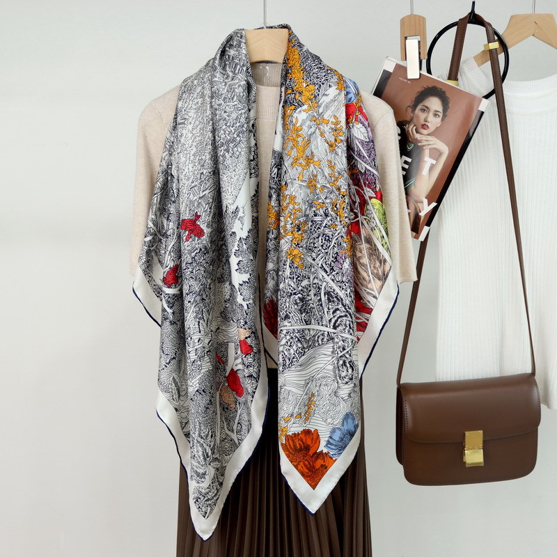 110CM 실크 스카프 럭셔리 핸드롤드 반다나 스퀘어  - Travel Accessories Neck 리뷰 및 가격