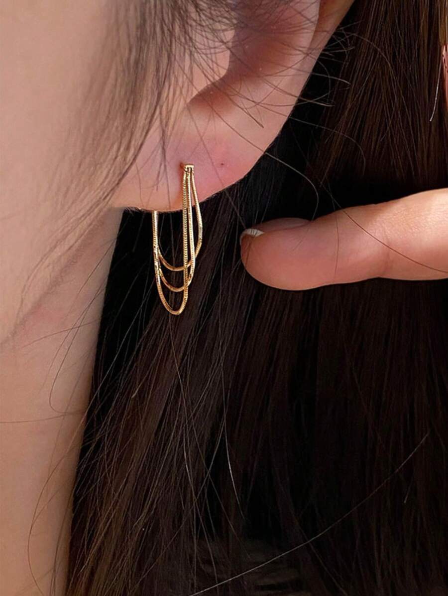 여성용 금속 체인 드롭 귀걸이 1쌍, 유럽 및 미국 스 - Travel Accessories Dropshipping 리뷰 및 가격