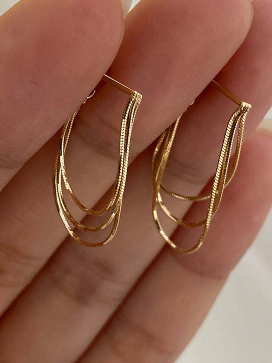 여성용 금속 체인 드롭 귀걸이 1쌍, 유럽 및 미국 스 - Travel Accessories Dropshipping 리뷰 및 가격