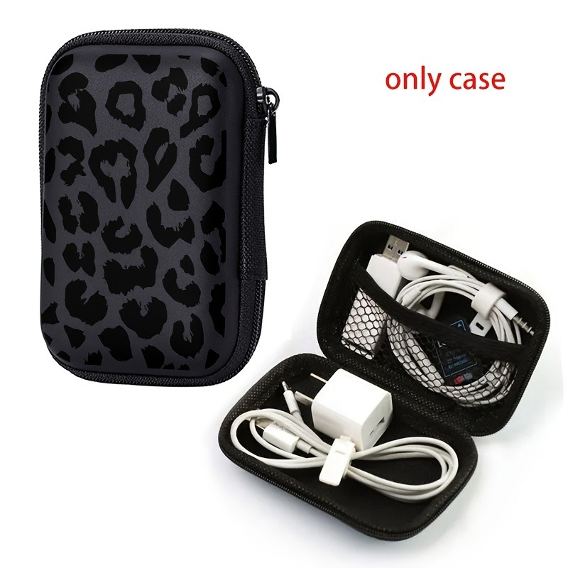 블랙 레오파드 프린트 EVA 하드 쉘 전자제품 정리함  - Cable Organizer Travel 리뷰 및 가격