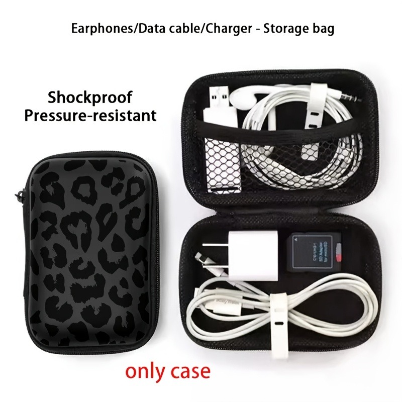 블랙 레오파드 프린트 EVA 하드 쉘 전자제품 정리함  - Cable Organizer Travel 리뷰 및 가격