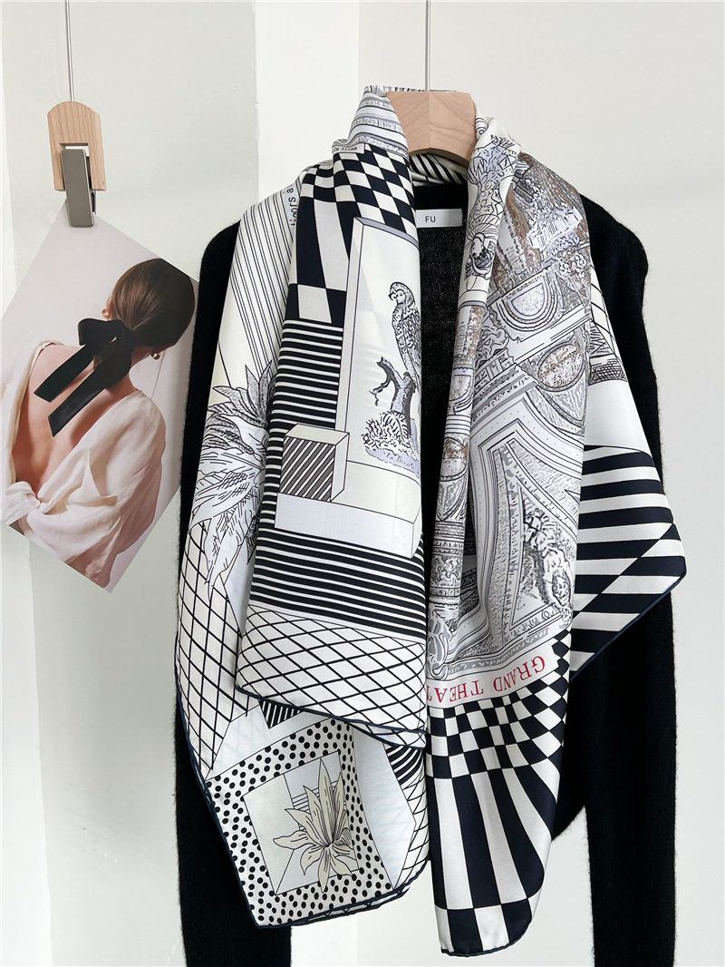 대형 실크 스카프 브랜드 디자이너 손으로 감은 가장자리 - Travel Accessories Neck 리뷰 및 가격