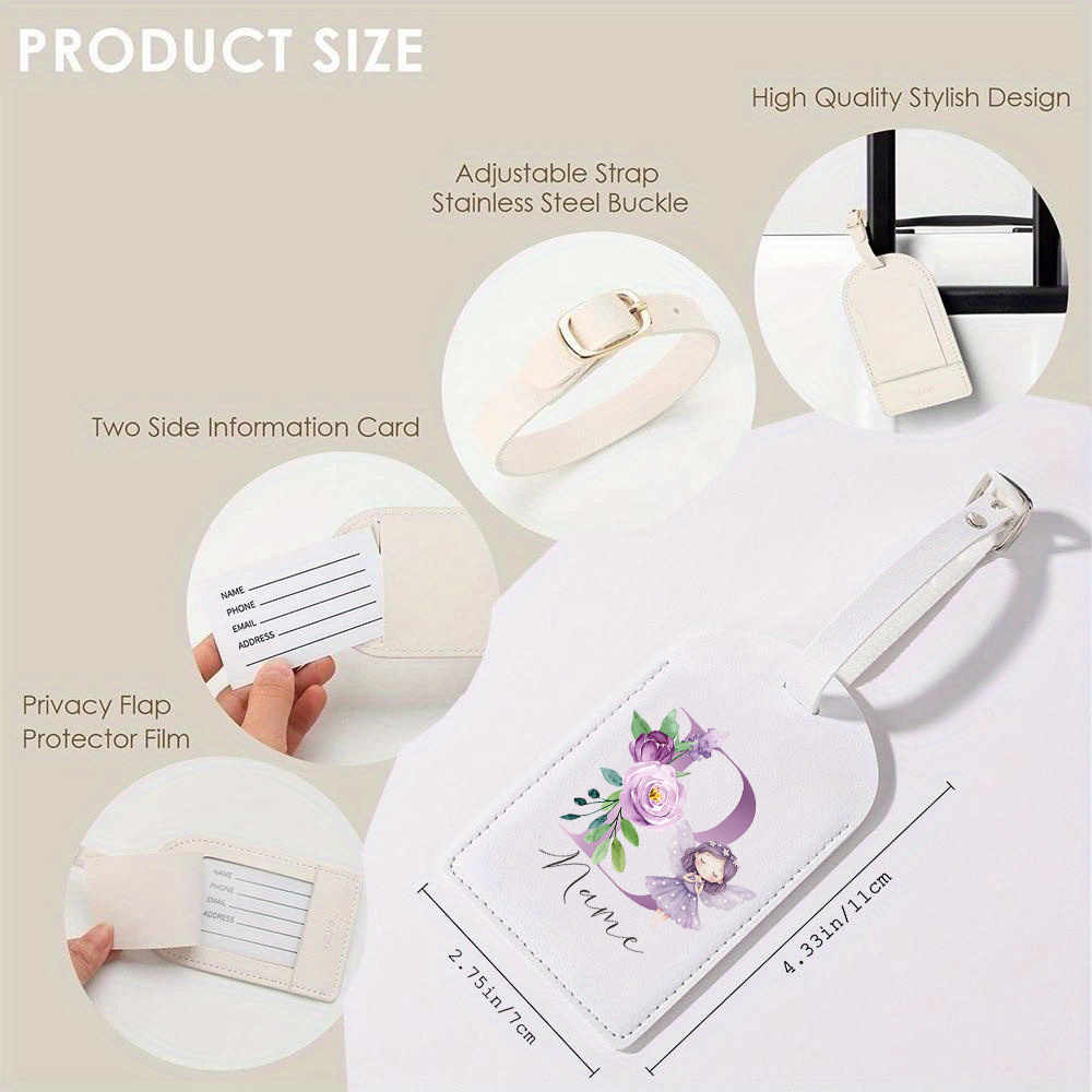 맞춤형 PU 수하물 태그, 꽃요정 디자인 패션 레터 프 - Travel Accessories Name 리뷰 및 가격