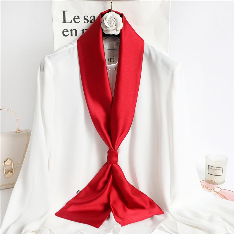 빨간색 단색 롱 실크 스카프 여성 헤어 스카프 실크 새 - Travel Accessories Neck 리뷰 및 가격