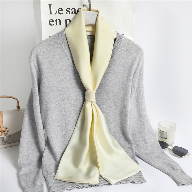 빨간색 단색 롱 실크 스카프 여성 헤어 스카프 실크 새 - Travel Accessories Neck 리뷰 및 가격