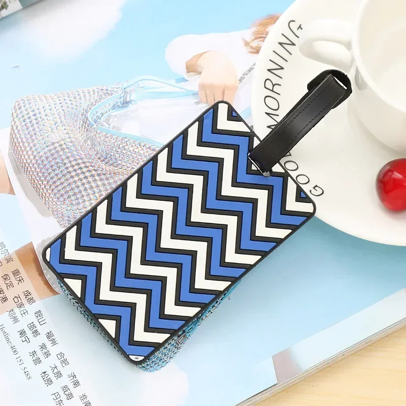 여성을위한 기하학 수하물 태그 남성 PVC 수하물 이름 - Travel Accessories Name 리뷰 및 가격