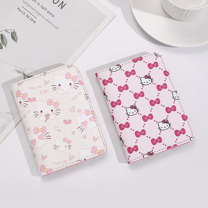 헬로 키티 여성 여권 커버 PU 가죽 다기능 신용 카드 - Travel Accessories On Plane 리뷰 및 가격